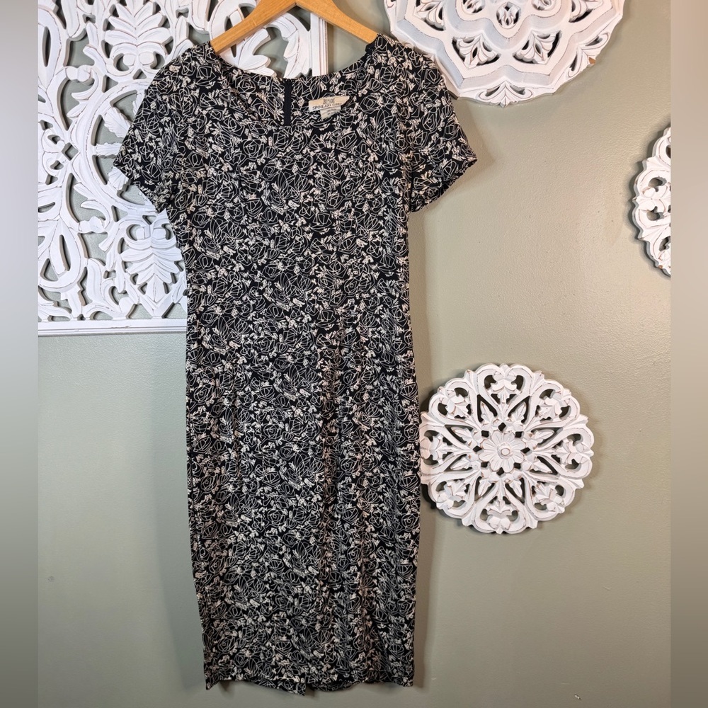 Vintage Spoiled Girl Black Rayon Sheath Dress Size 5/6 Y2K